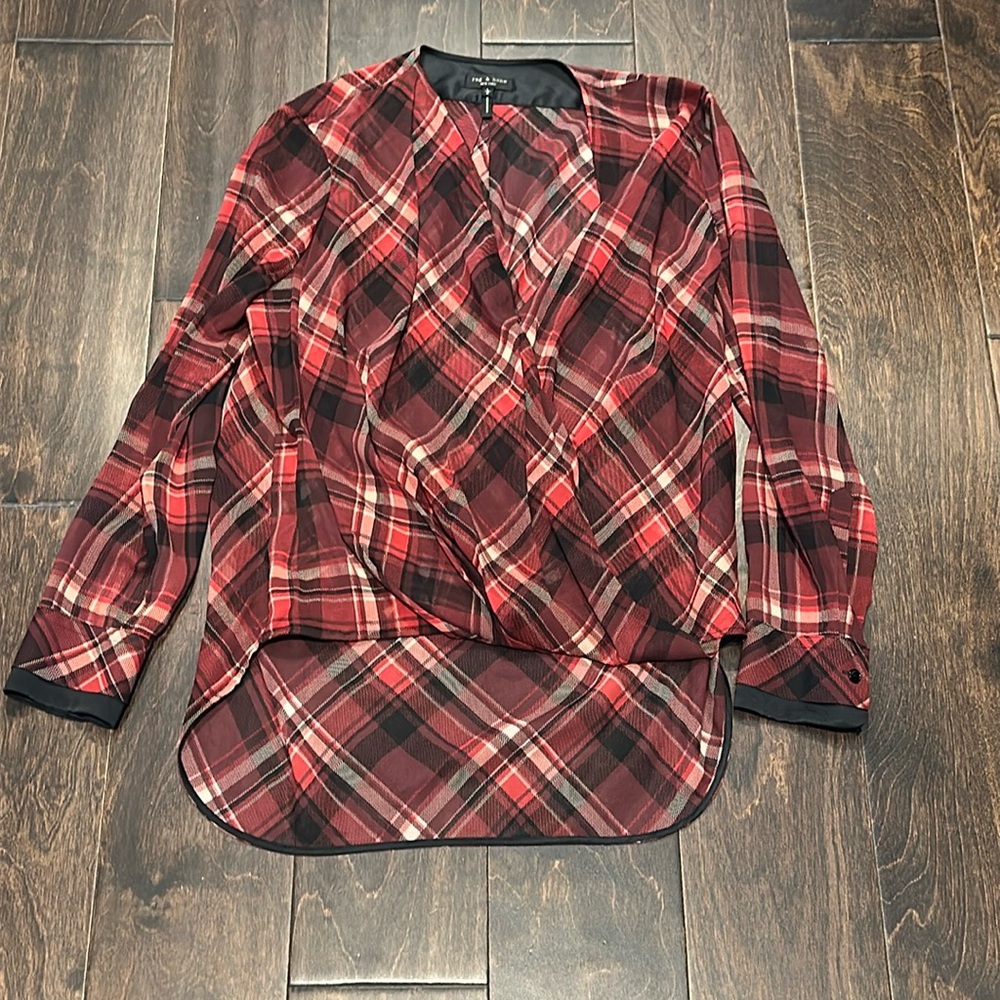Rag & Bone red plaid top